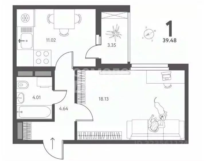 1-к кв. Липецкая область, Липецк ул. Перова, 2Д (39.48 м) - Фото 2