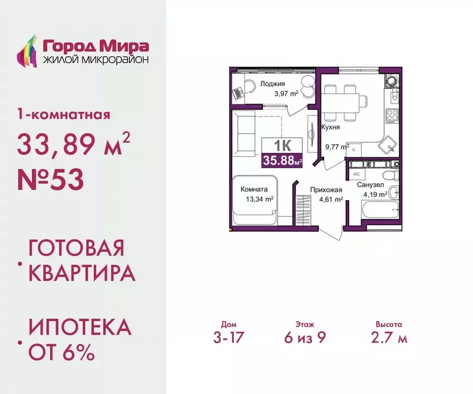 1-к кв. Крым, Симферополь ул. Батурина, 145 (33.89 м) - Фото 0