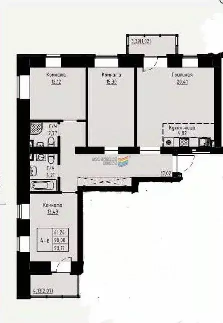 4-к кв. Красноярский край, Красноярск ул. Елены Стасовой, 72Б (94.0 м) - Фото 2