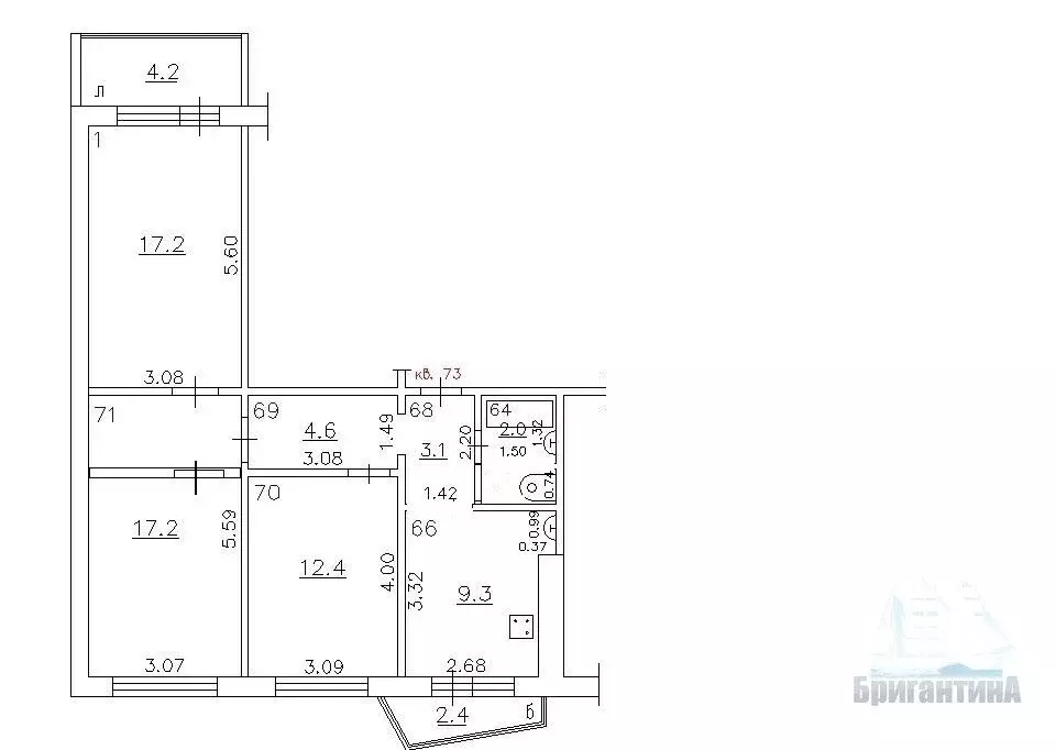 3-комнатная квартира: Самара, Московское шоссе, 306 (73.5 м) - Фото 1