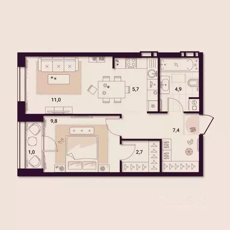 1-к кв. Приморский край, Артем ул. Куйбышева, 11А (42.52 м) - Фото 1