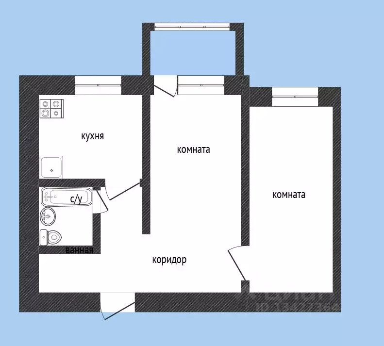 2-к кв. Курганская область, Курган ул. Ястржембского, 39А (42.0 м) - Фото 2
