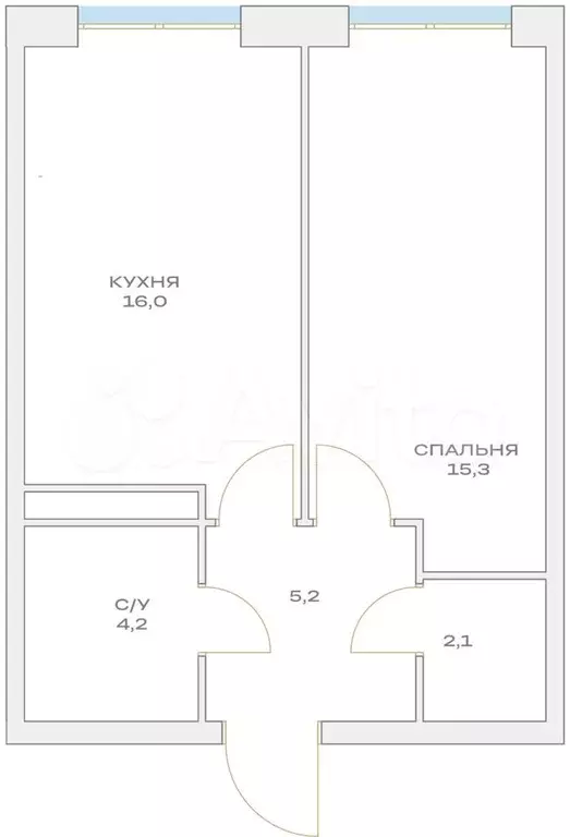 1-к. квартира, 42,8 м, 16/23 эт. - Фото 1