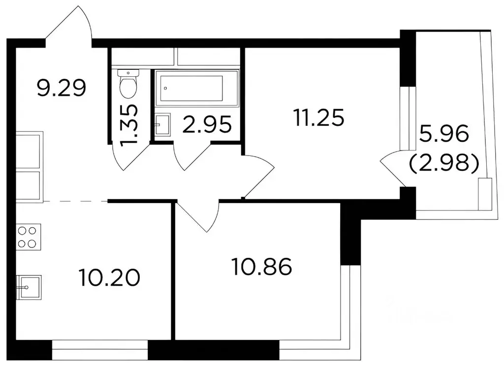 2-к кв. Московская область, Одинцово ул. Маршала Бирюзова, 7к4 (45.7 ... - Фото 1