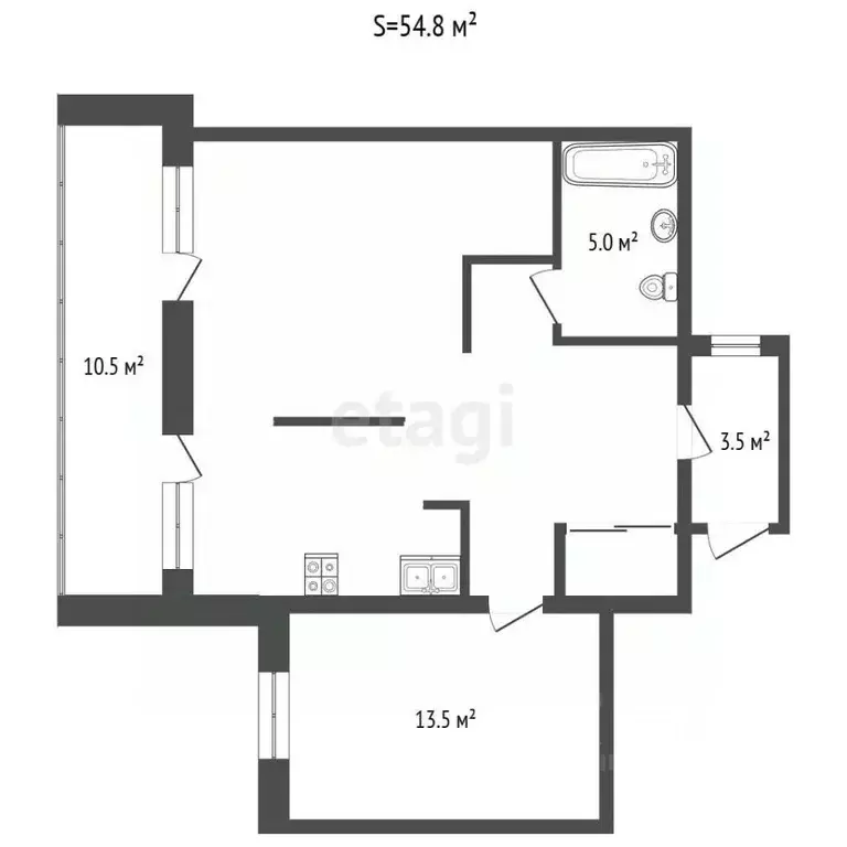 2-к кв. Тюменская область, Тюмень ул. Ю.-Р.Г. Эрвье, 30к3 (55.0 м) - Фото 2