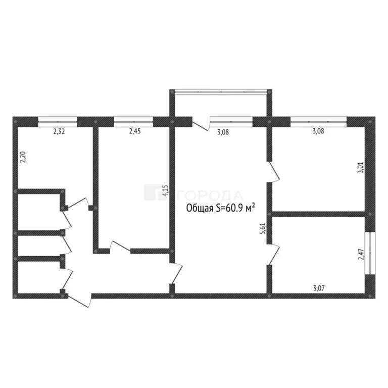 4-к кв. Алтайский край, Барнаул ВРЗ мкр, ул. Октябрят, 44 (60.9 м) - Фото 2