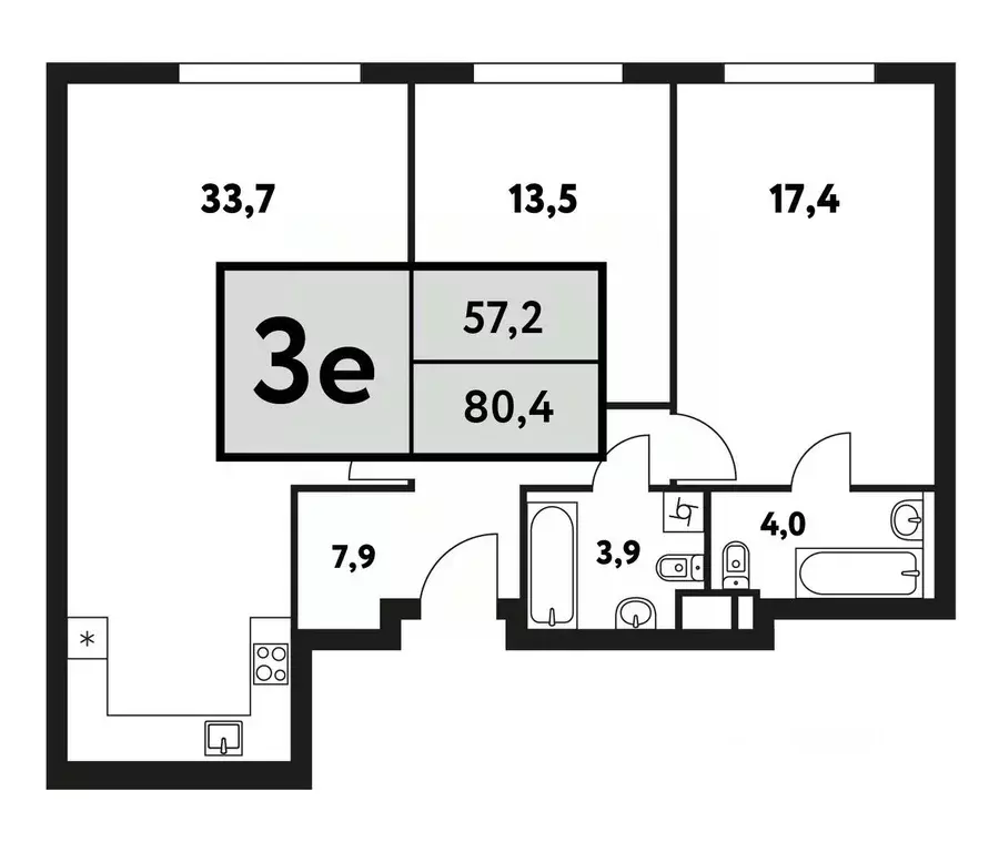 3-к кв. Москва Фестивальная ул., 15к5 (80.4 м) - Фото 0