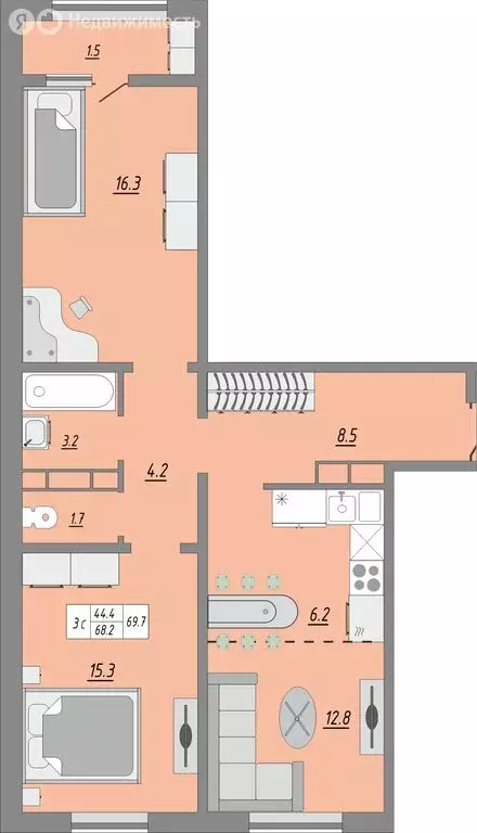 3-комнатная квартира: Оренбург, улица Юркина, 10 (69.7 м) - Фото 0