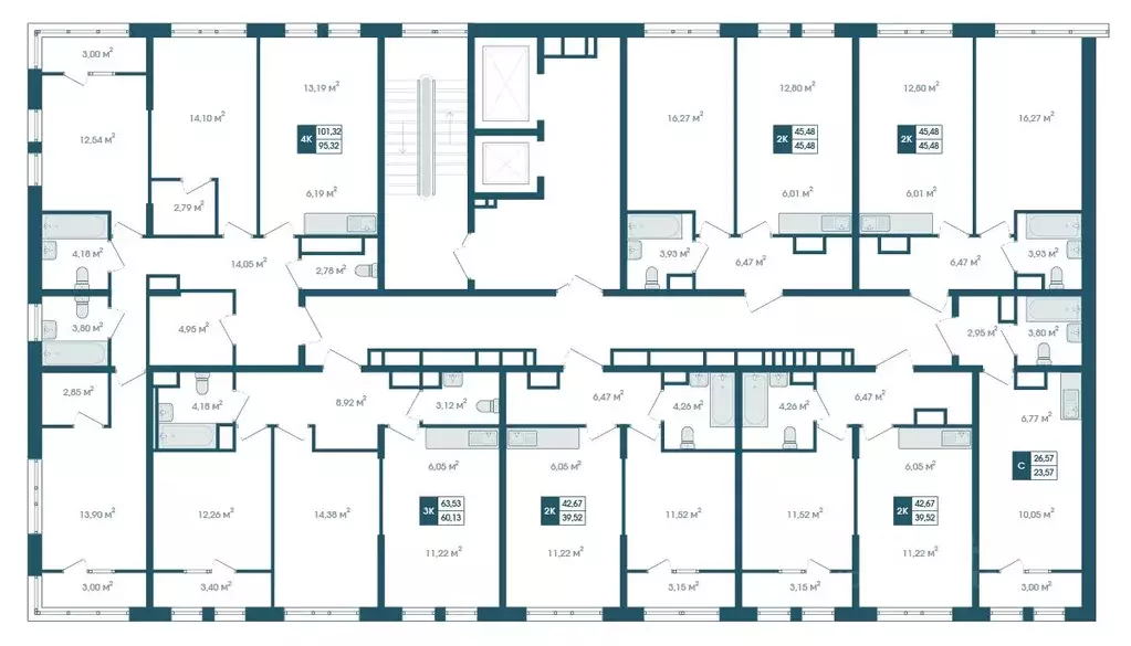 Студия Хабаровский край, Хабаровск Адмирал жилой комплекс (26.57 м) - Фото 1