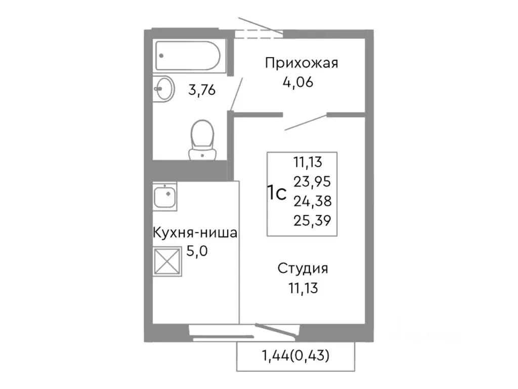 Студия Челябинская область, Челябинск ул. Танкистов, 175 (24.38 м) - Фото 1