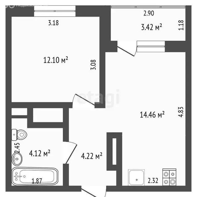 1-комнатная квартира: Патрушева, улица Петра Ершова, 14 (34.6 м) - Фото 0