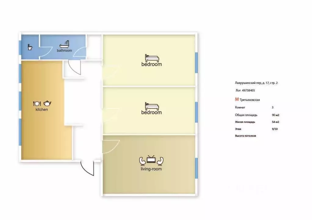 3-к кв. Москва Лаврушинский пер., 17С2 (90.0 м) - Фото 2