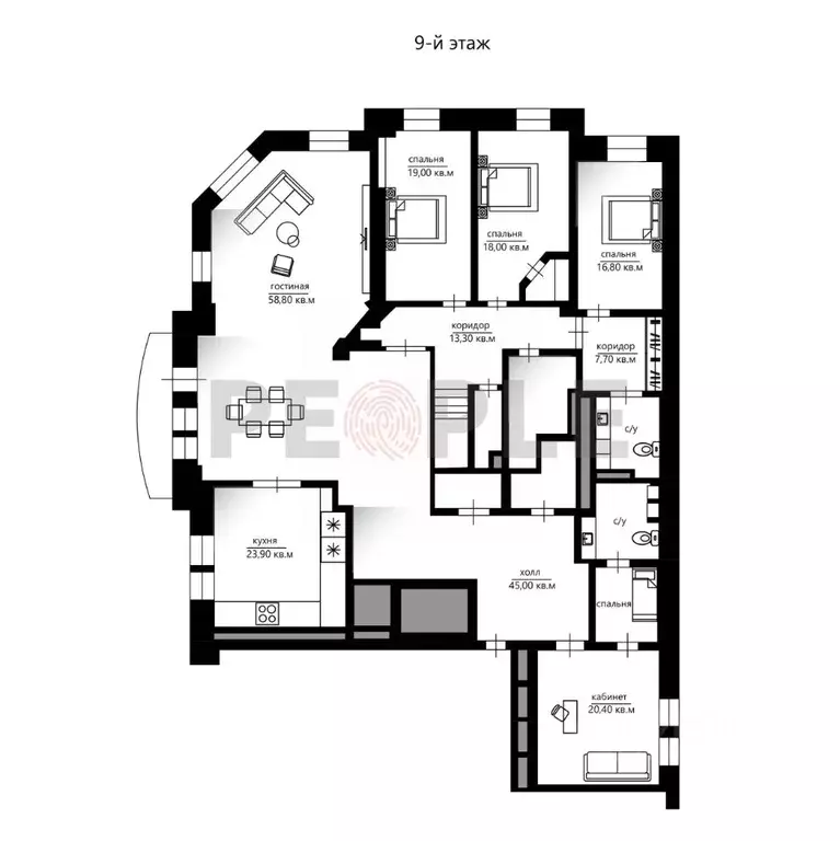 5-к кв. Москва Тверская ул., 28к2 (417.7 м) - Фото 2