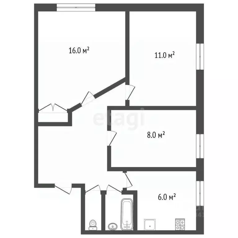 3-к кв. Вологодская область, Череповец Комсомольская ул., 37 (51.1 м) - Фото 1