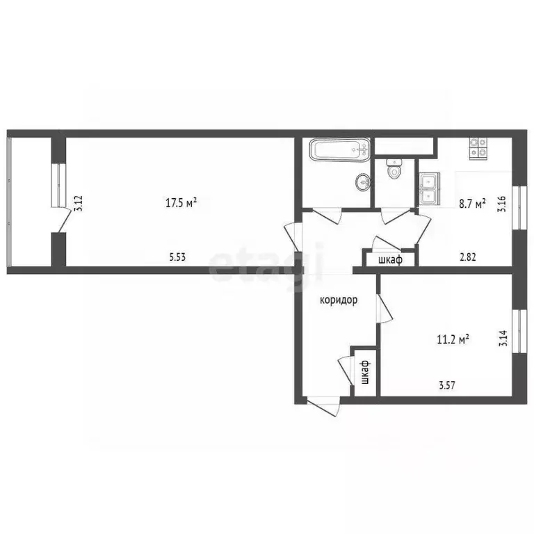 2-к кв. Ямало-Ненецкий АО, Ноябрьск ул. Изыскателей, 36А (48.0 м) - Фото 2