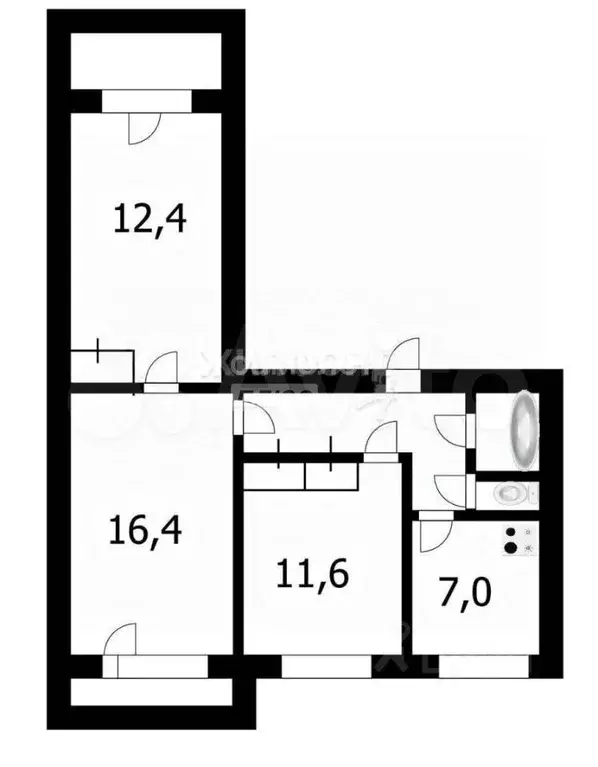 3-к. квартира, 63,5 м, 3/9 эт. - Фото 0