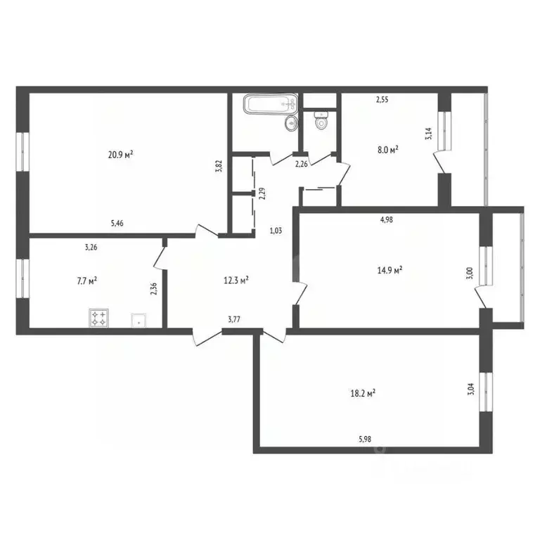4-к кв. Амурская область, Благовещенск Соколовская ул., 48 (86.3 м) - Фото 2
