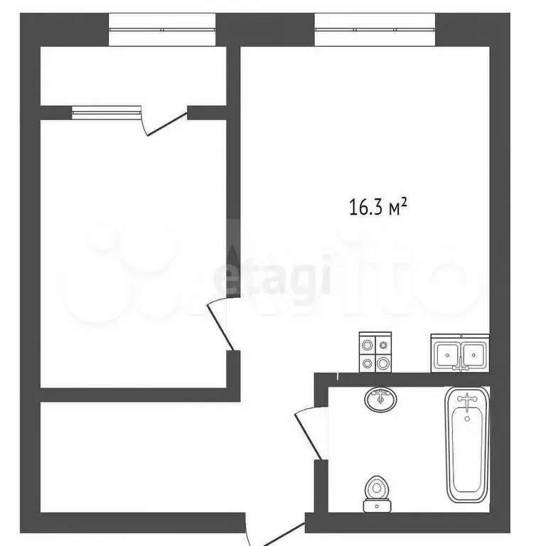 1-к. квартира, 40 м, 2/4 эт. - Фото 0