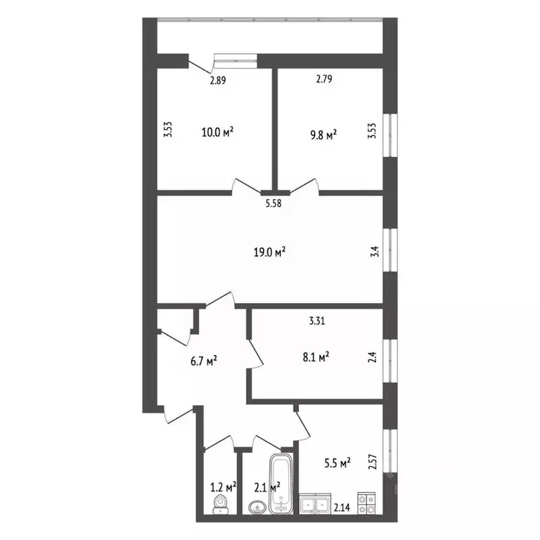 3-к кв. Крым, Красноперекопск 8-й мкр, 13 (60.3 м) - Фото 2