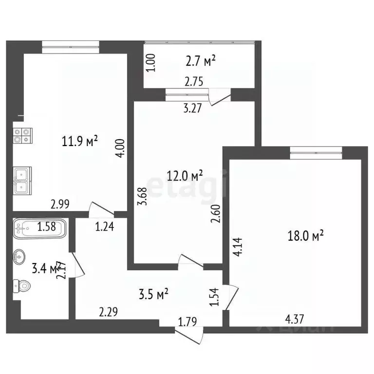 2-к кв. Ростовская область, Батайск Комсомольская ул., 127 (50.6 м) - Фото 2