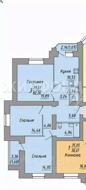 3-к кв. Новосибирская область, Кольцово рп ул. Молодежная, 8 (79.5 м) - Фото 0