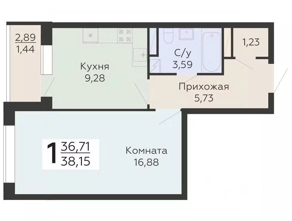 1-к кв. Воронежская область, Воронеж Никитинские сады жилой комплекс ... - Фото 0
