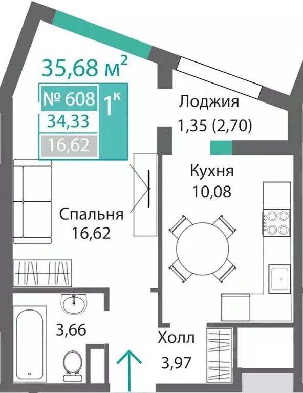 1-к кв. Крым, Симферополь Крымская роза мкр,  (35.68 м) - Фото 0