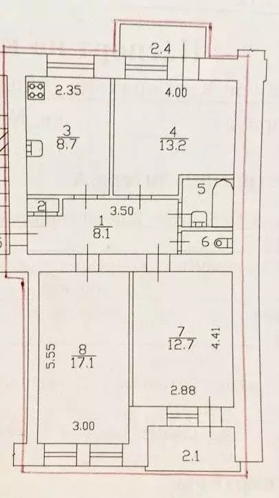 3-к кв. Санкт-Петербург ул. Карташихина, 2/13 (64.0 м) - Фото 1