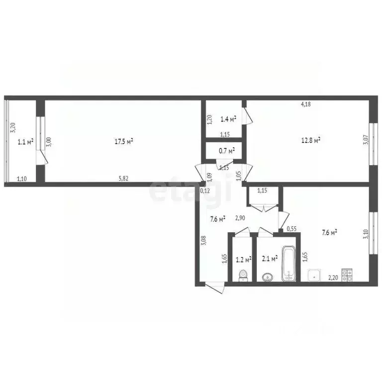 2-к кв. Брянская область, Брянск Авиационная ул., 32 (52.0 м) - Фото 1