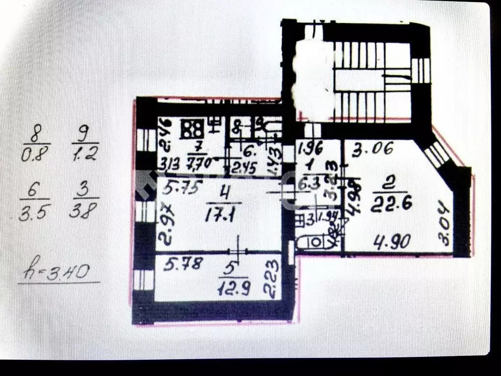 3-к кв. Санкт-Петербург ул. Маяковского, 11 (75.9 м) - Фото 2