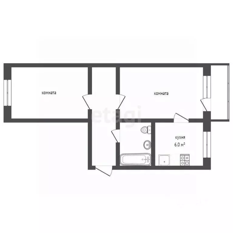 2-к кв. Ростовская область, Таганрог ул. Зои Космодемьянской, 24 (42.6 ... - Фото 2
