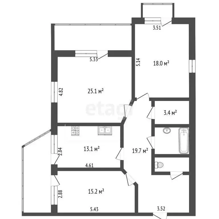 3-комнатная квартира: Вологда, улица Лаврова, 14 (101 м) - Фото 1