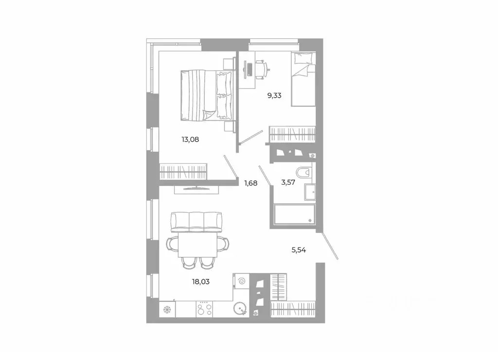 2-к кв. Свердловская область, Екатеринбург Академический мкр, 20-й ... - Фото 0
