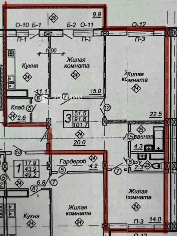 3-к кв. Чувашия, Чебоксары ул. Сергия Радонежского, 11 (101.7 м) - Фото 1