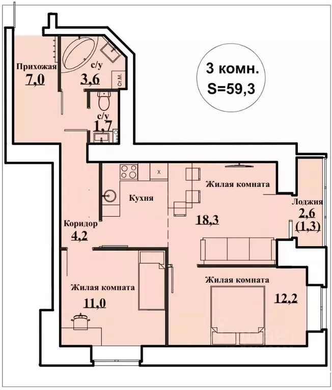 3-к кв. Кировская область, Киров ул. Архитектора Валерия Зянкина, 11к1 ... - Фото 0