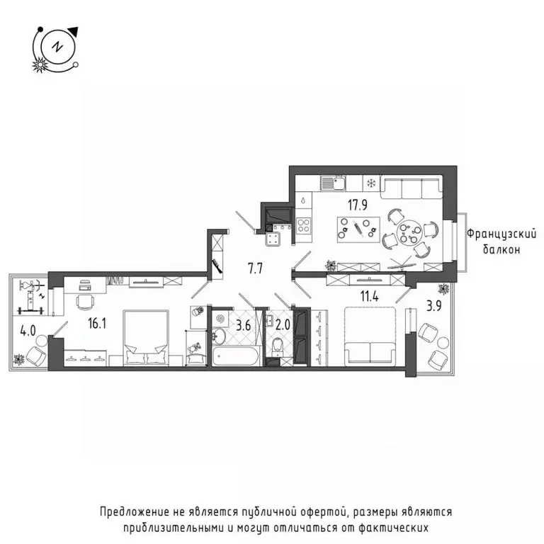 2-к кв. Санкт-Петербург Черниговская ул., 17 (62.4 м) - Фото 0