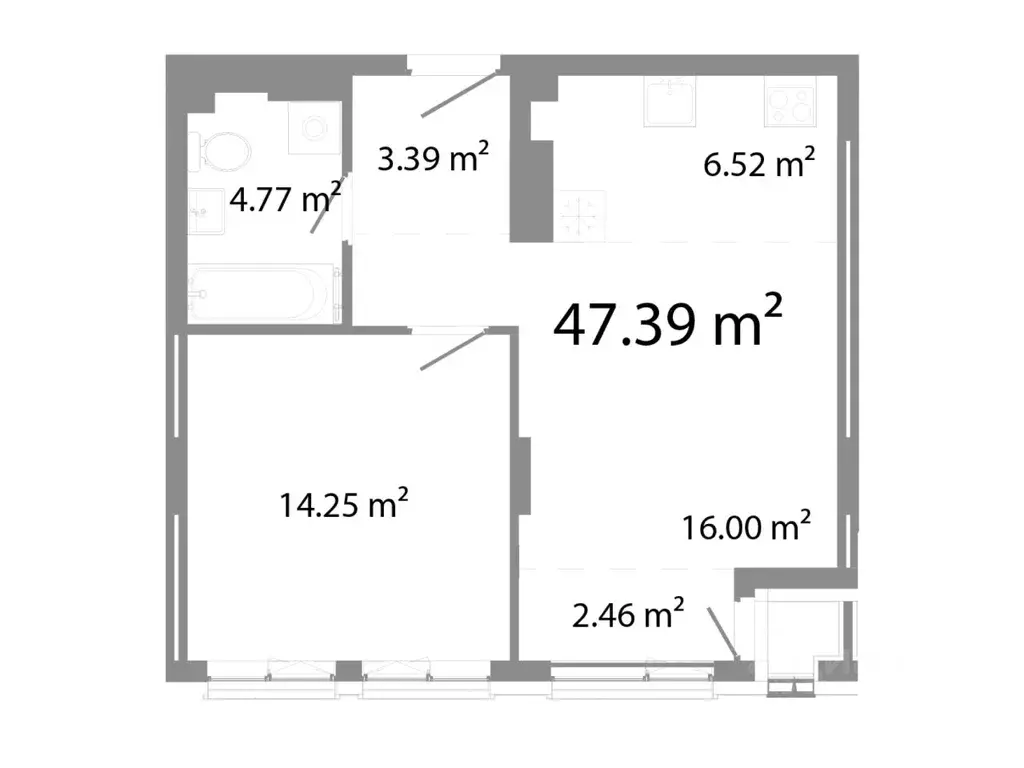 2-к кв. Челябинская область, Челябинск ул. Худякова, 18/3 (47.39 м) - Фото 0