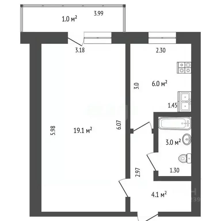 1-к кв. Башкортостан, Стерлитамак Коммунистическая ул., 43 (33.2 м) - Фото 1