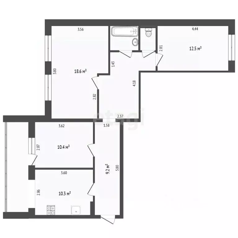 3-к кв. Тюменская область, Тюмень Широтная ул., 156/1 (74.0 м) - Фото 2