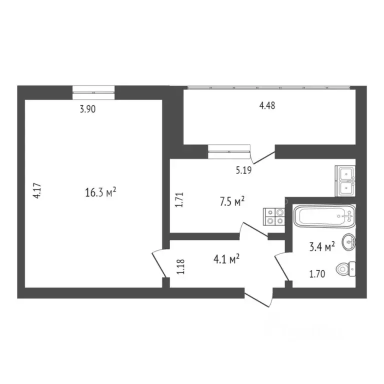 1-к кв. Тюменская область, Тюмень Транспортная ул., 119/2 (32.0 м) - Фото 1