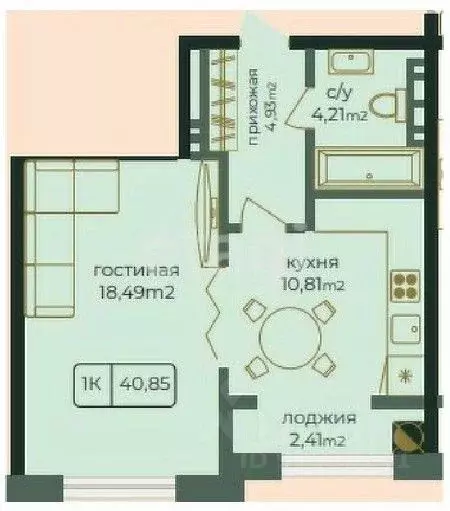 1-к кв. Дагестан, Каспийск просп. Акулиничева (40.85 м) - Фото 1