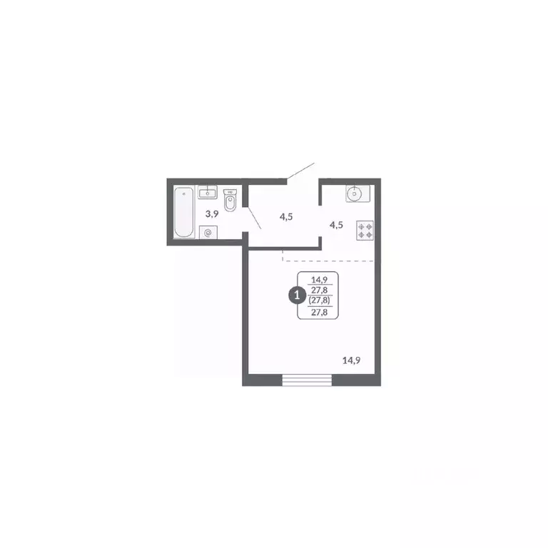 1-к кв. Кировская область, Киров ул. Потребкооперации, 34 (27.8 м) - Фото 1