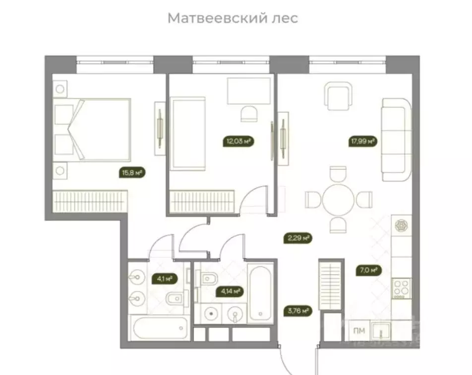 3-к кв. Москва просп. Генерала Дорохова, 39к2Б (67.0 м) - Фото 2