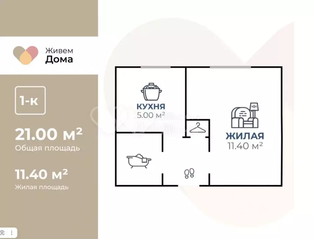 1-к кв. Волгоградская область, Волгоград ул. Аренского, 2/1 (21.0 м) - Фото 0