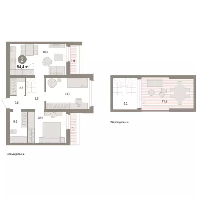 2-комнатная квартира: Тюмень, Мысовская улица, 26к1 (84.36 м) - Фото 2