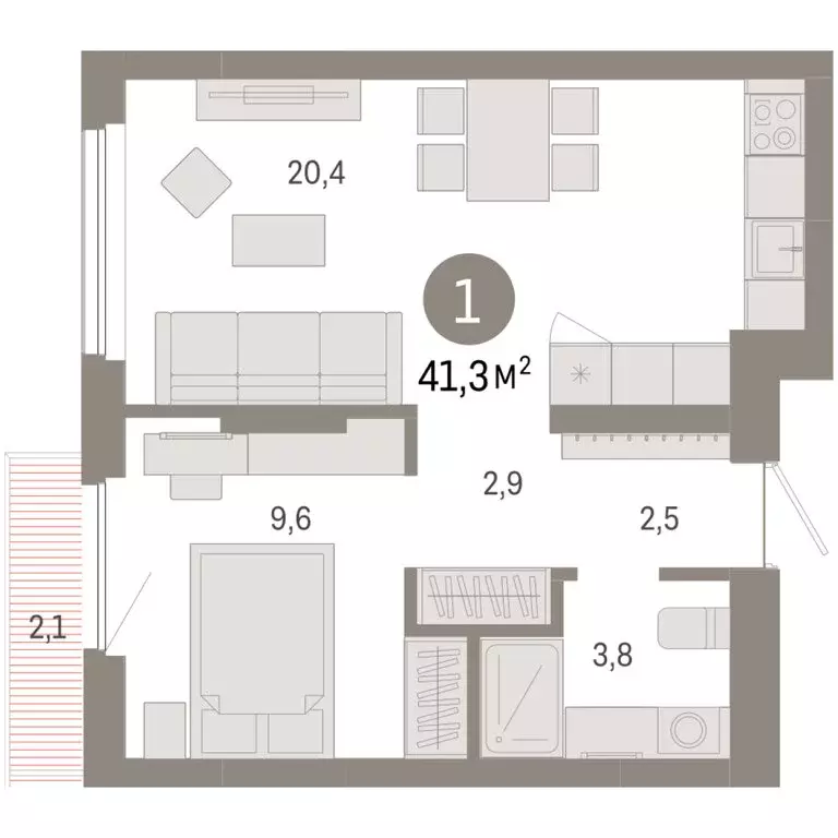1-комнатная квартира: Новосибирск, квартал Лебедевский (41.3 м) - Фото 1