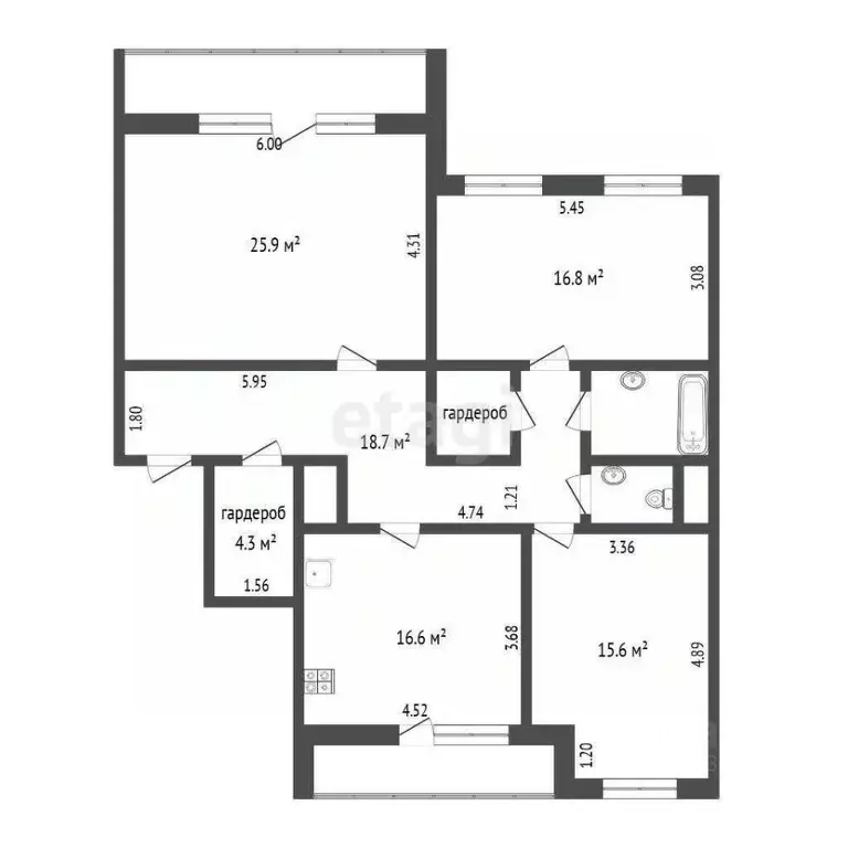 3-к кв. Тюменская область, Тюмень ул. Самарцева, 29 (107.0 м) - Фото 2