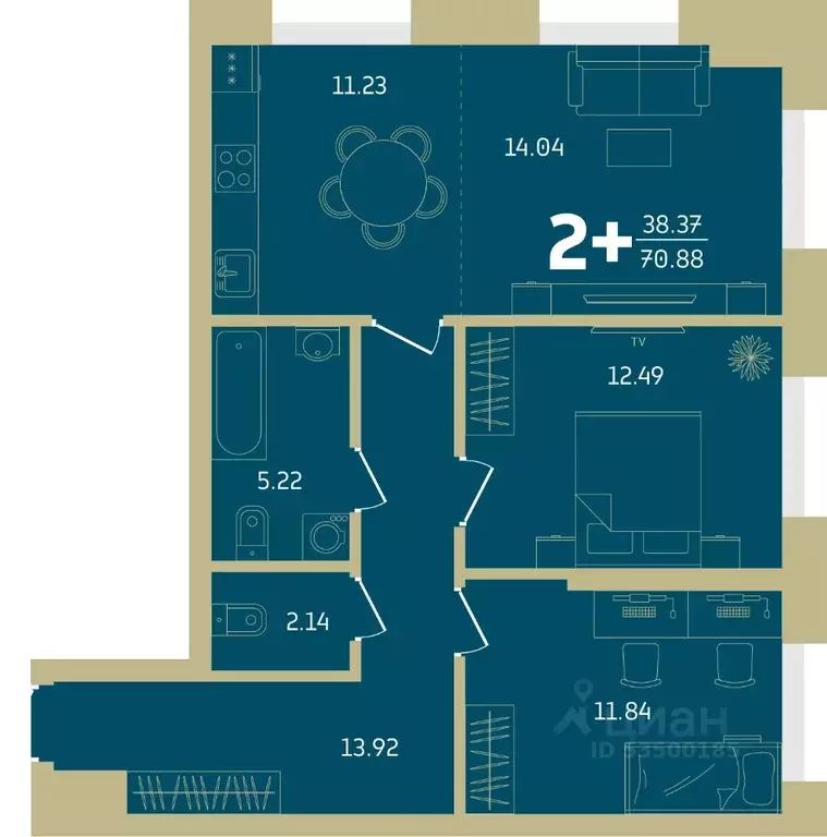 1-к кв. Башкортостан, Уфа Революционная ул., 39/4 (45.21 м) - Фото 1