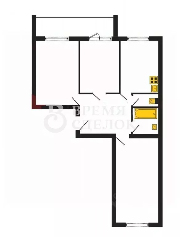 3-к кв. Владимирская область, Владимир ул. Диктора Левитана, 48 (72.8 ... - Фото 2