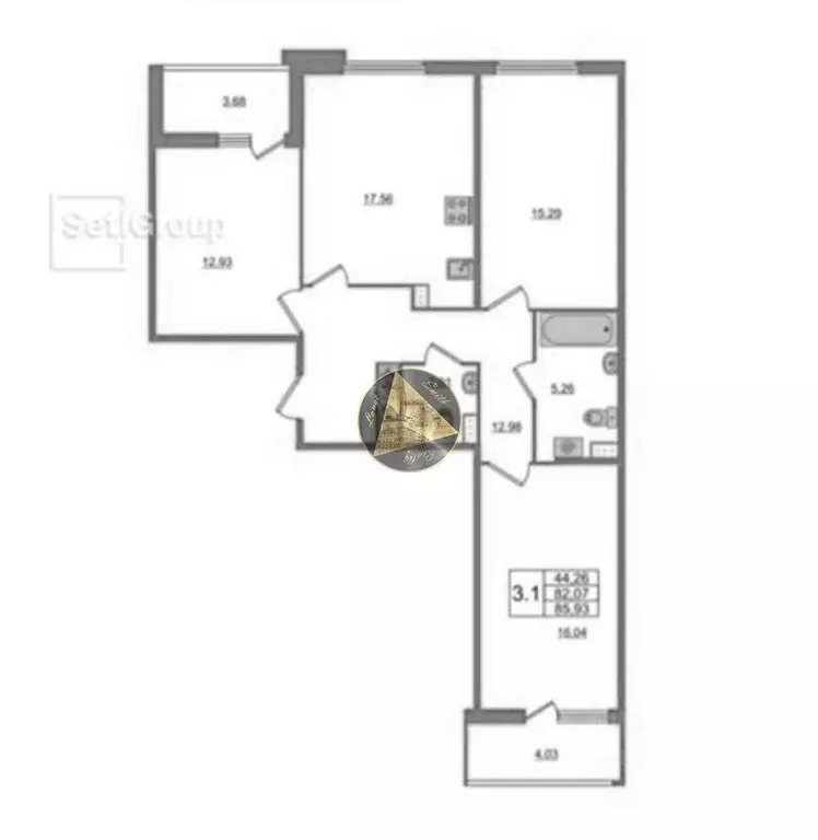 Квартира, 2 комнаты, 82.39 м - Фото 1